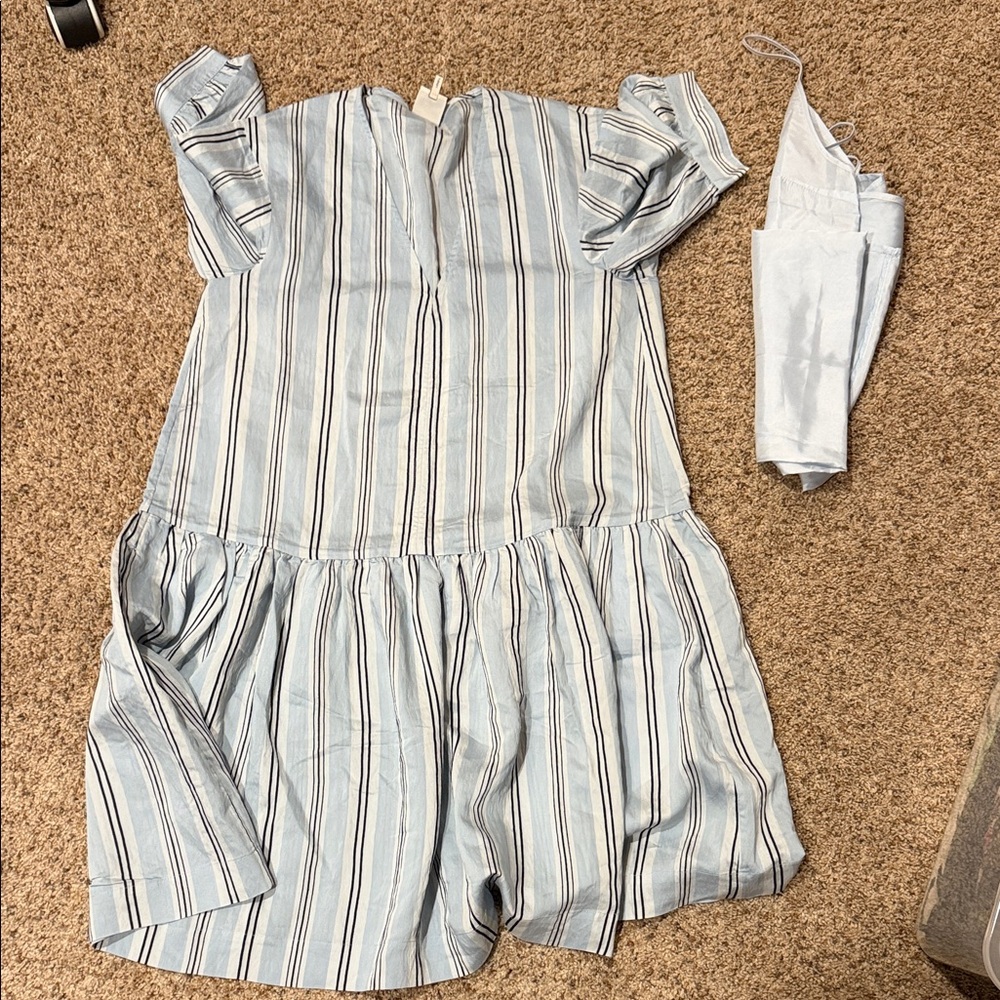 Baum Und Pferdgarten Striped Blue and White Dress